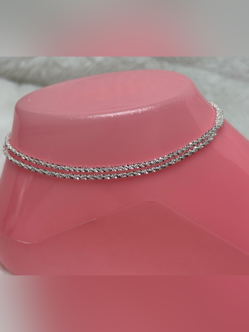 New Sterling Silver 925 Anklet Ankle Bracelet double sparkling chain 9” + 2” ext